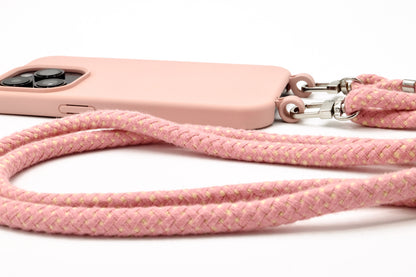Handykette - Baumwollkordel mit 2 Karabinern Rosa