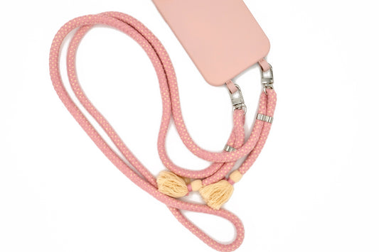 Samsung 2in1 Puderrosa - modulare Handykette mit Baumwollkordel Rosa