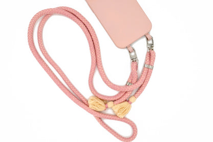 Handykette - Baumwollkordel mit 2 Karabinern Rosa