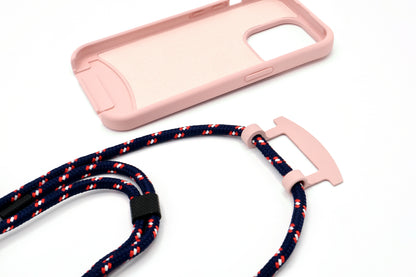 iPhone 2in1 Puderrosa - modulare Handykette mit Seil