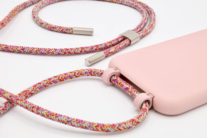 iPhone 2in1 Puderrosa - modulare Handykette mit Seil