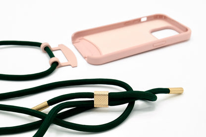 iPhone 2in1 Puderrosa - modulare Handykette mit Seil