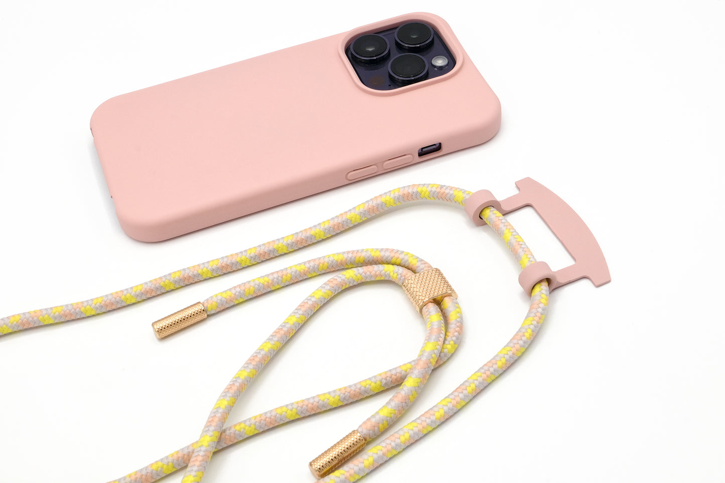 iPhone 2in1 Puderrosa - modulare Handykette mit Seil