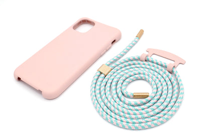 iPhone 2in1 Puderrosa - modulare Handykette mit Seil