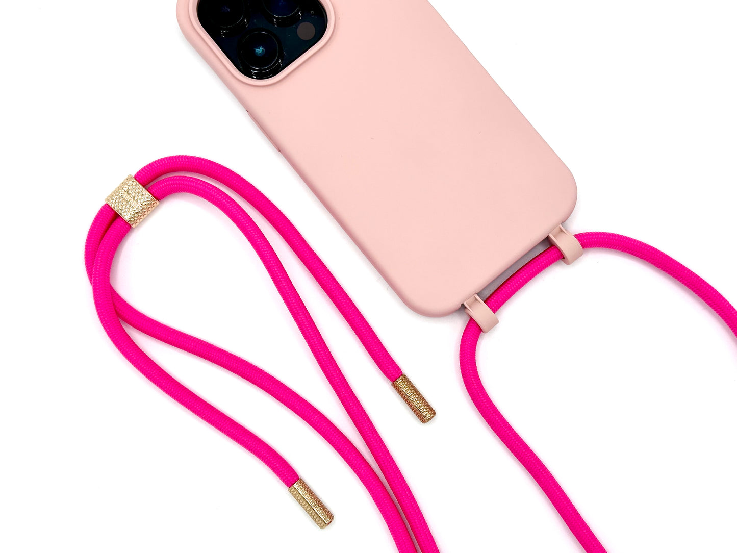 iPhone 2in1 Puderrosa - modulare Handykette mit Seil