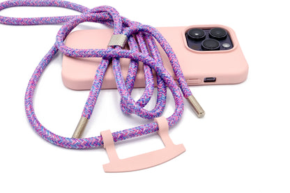 iPhone 2in1 Puderrosa - modulare Handykette mit Seil