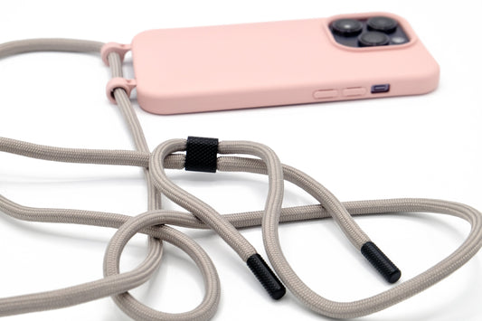 iPhone 2in1 Puderrosa - modulare Handykette mit Seil