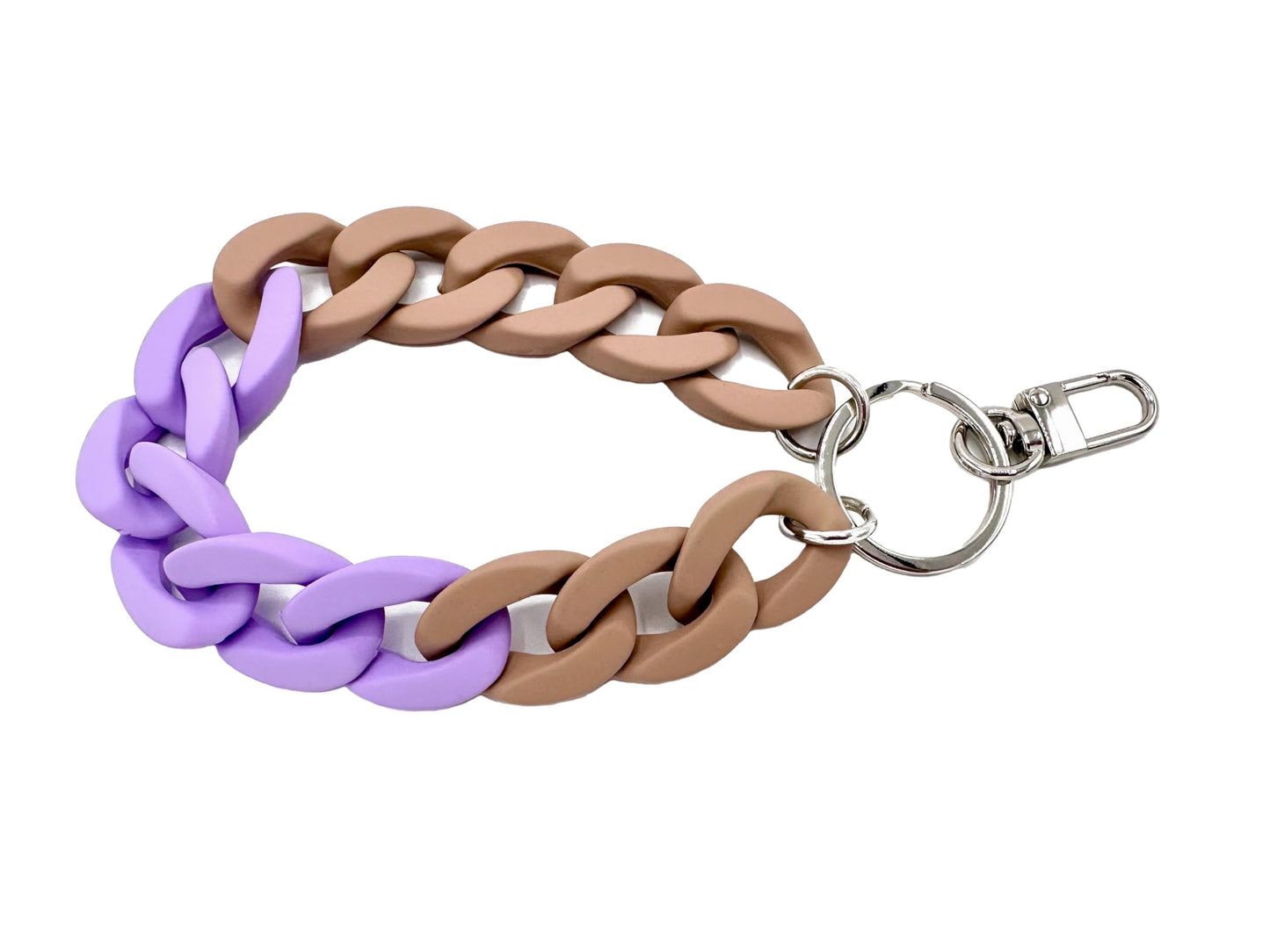 Schlüsselanhänger mit Karabiner "RUBBER EDITION" Beige/Lila
