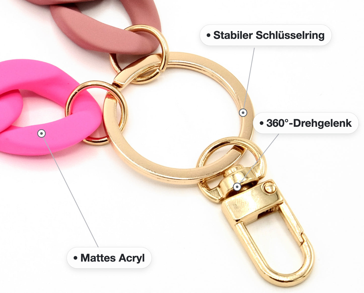 Schlüsselanhänger mit Karabiner "RUBBER EDITION" Neon Bunt