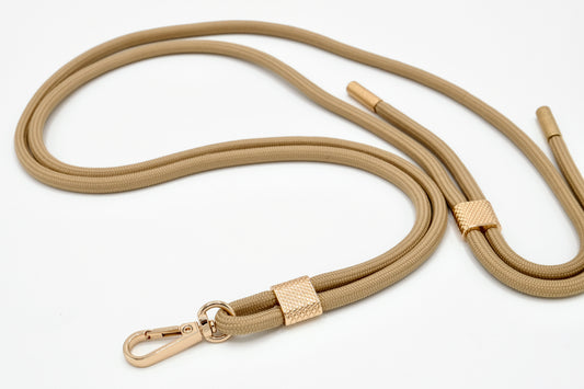 Universal Handykette Kordel mit Karabiner Beige