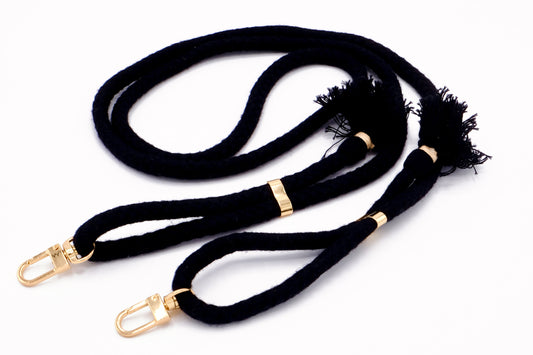 Handykette - Baumwollkordel mit 2 Karabinern Schwarz