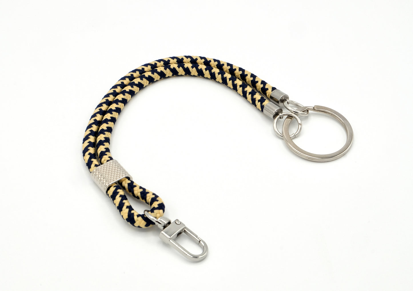 Schlüsselanhänger mit Karabiner Blau/Beige