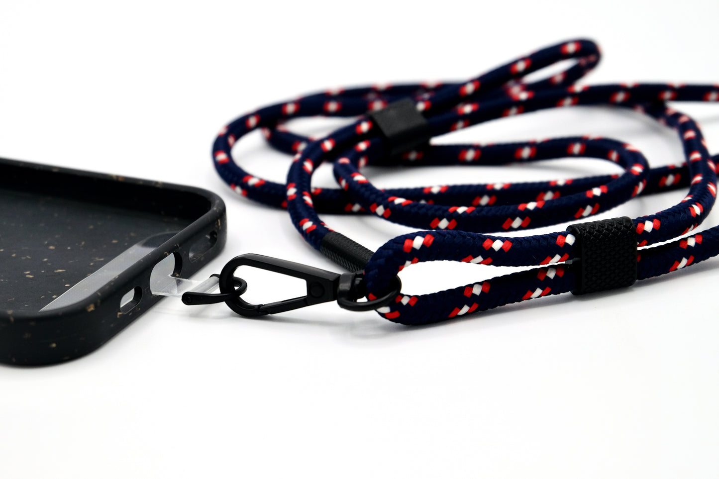 Universal Handykette Kordel mit Karabiner Blau Rot