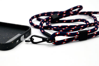 Universal Handykette Kordel mit Karabiner Blau Rot