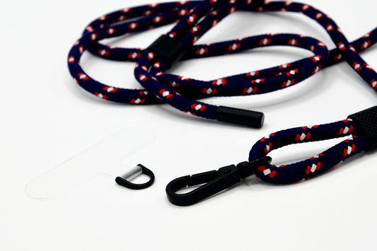 Universal Handykette Kordel mit Karabiner Blau Rot