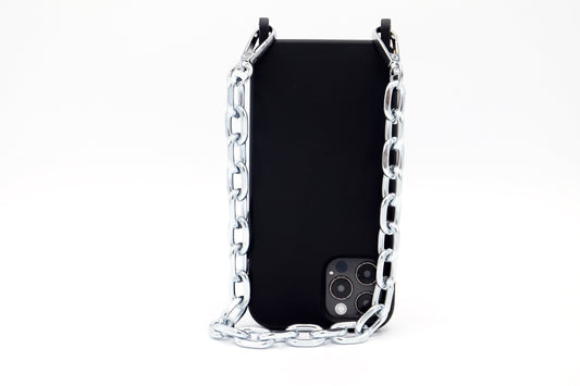 Kurze Handykette - Metall Silber