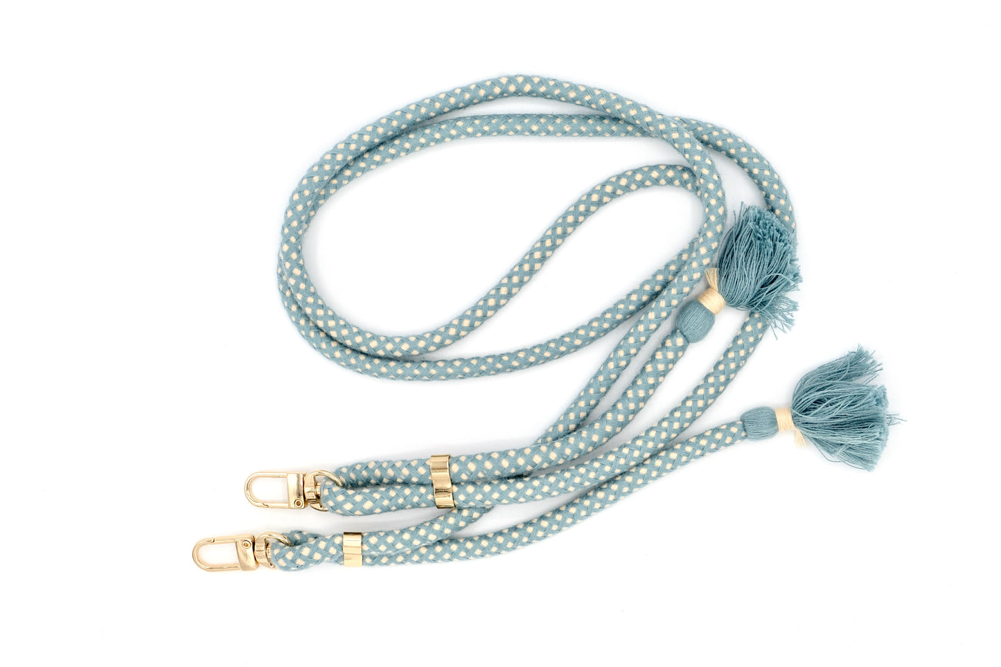 Handykette - Baumwollkordel mit 2 Karabinern Blaugrau