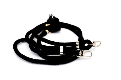 Handykette - Baumwollkordel mit 2 Karabinern Schwarz