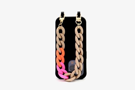 Kurze Handykette - "RUBBER EDITION" Beige Mix