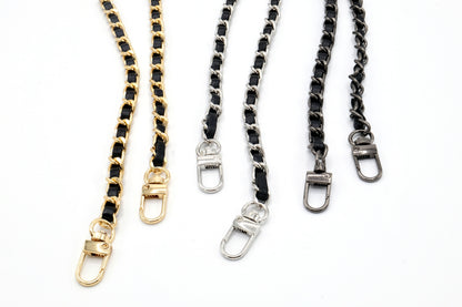 Handykette - Metall/veganes Leder mit Karabiner - Schwarz/Gold