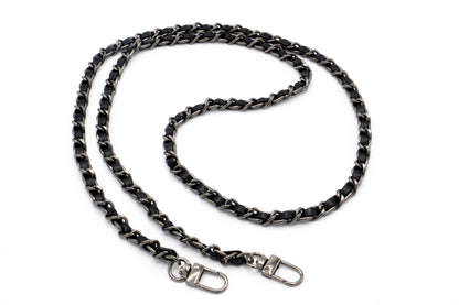 Handykette - Metall/veganes Leder mit Karabiner - Schwarz/Gunmetal