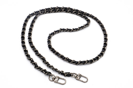 Handykette - Metall/veganes Leder mit Karabiner - Schwarz/Gunmetal