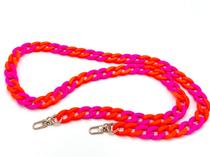 Handykette - lange Acrylkette "RUBBER EDITION" Neon Orange/Pink