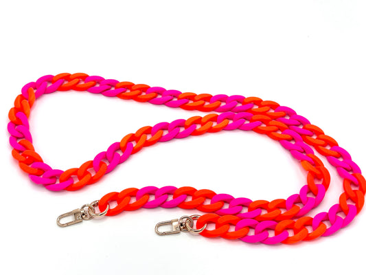 Handykette - lange Acrylkette "RUBBER EDITION" Neon Orange/Pink
