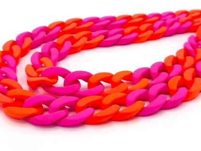 Handykette - lange Acrylkette "RUBBER EDITION" Neon Orange/Pink