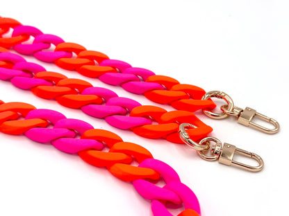 Handykette - lange Acrylkette "RUBBER EDITION" Neon Orange/Pink