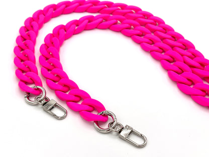 Handykette - lange Acrylkette "RUBBER EDITION" Neon Pink