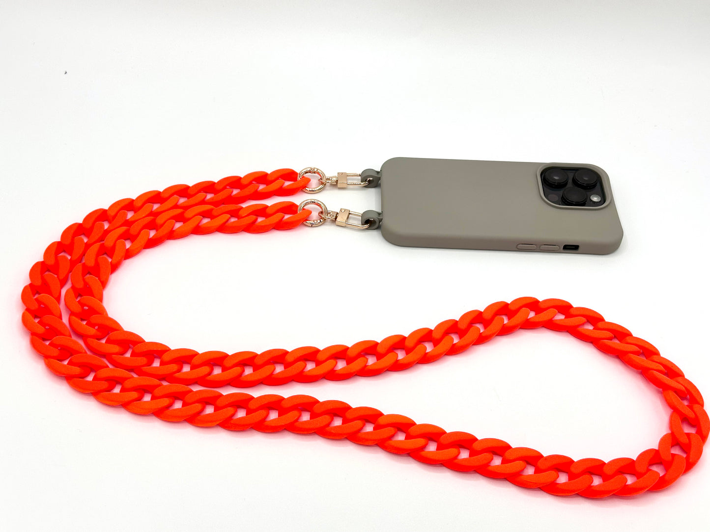 Handykette - lange Acrylkette "RUBBER EDITION" Neon Orange