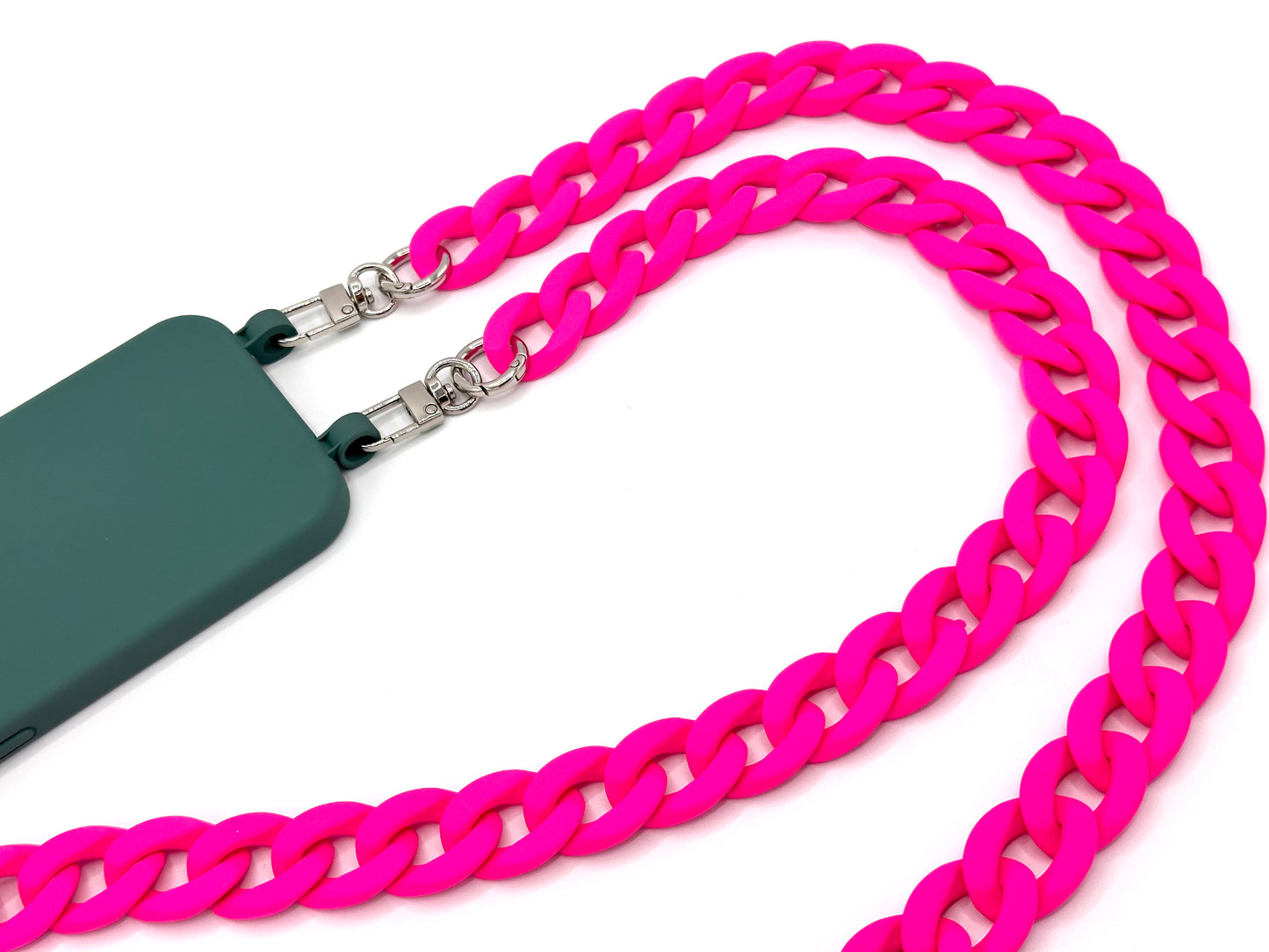 Handykette - lange Acrylkette "RUBBER EDITION" Neon Pink