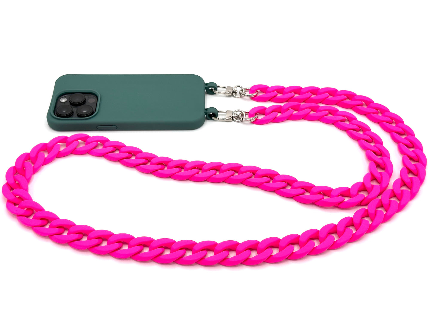 Handykette - lange Acrylkette "RUBBER EDITION" Neon Pink