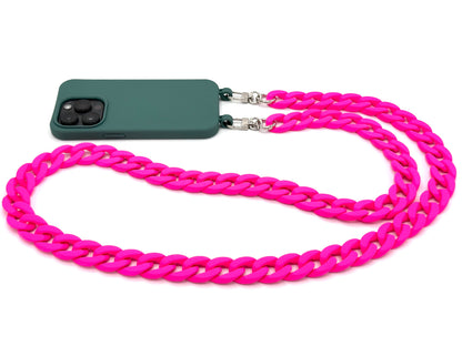 Handykette - lange Acrylkette "RUBBER EDITION" Neon Pink
