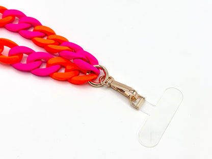 Universal Handykette Wristlet mit Karabiner "RUBBER EDITION" Neon Orange/Pink