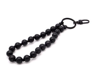 Schlüsselanhänger aus Holzperlen mit Karabiner All Black