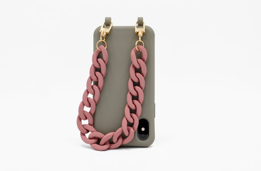 Kurze Handykette - "RUBBER EDITION" Altrosa
