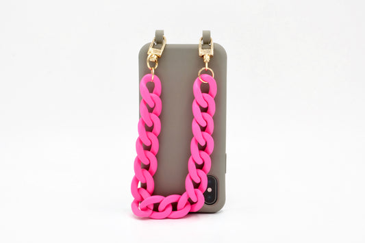 Kurze Handykette - "RUBBER EDITION" Neonpink