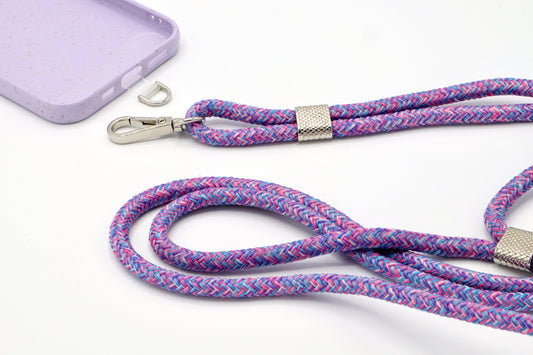 Universal Handykette Kordel mit Karabiner Purple Mix