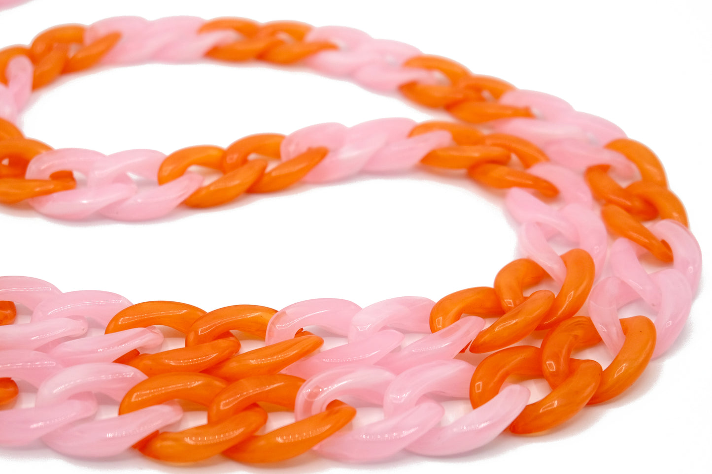 Handykette - Acryl Glieder lang Rosa-Orange