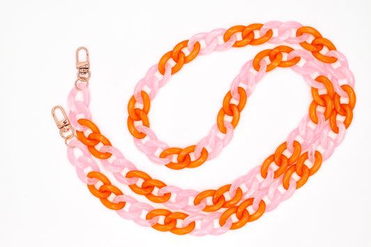 Handykette - Acryl Glieder lang Rosa-Orange