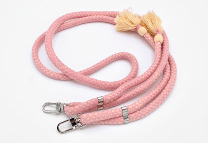 Handykette - Baumwollkordel mit 2 Karabinern Rosa