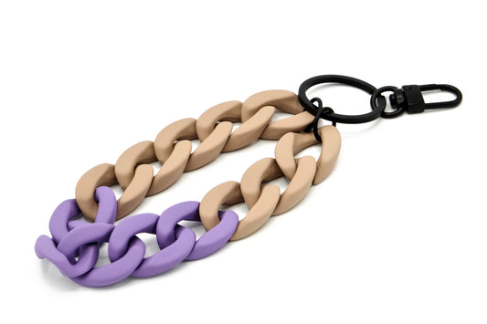 Schlüsselanhänger mit Karabiner "RUBBER EDITION" Beige/Lila
