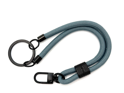 Schlüsselanhänger aus Seil mit Karabiner Blaugrau