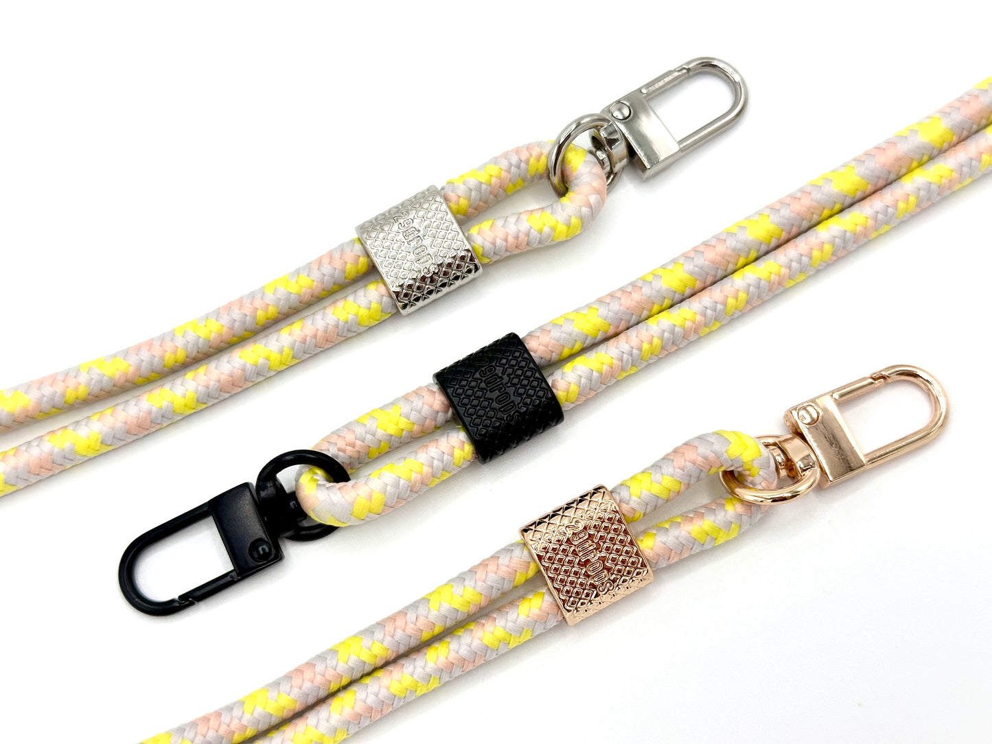 Schlüsselanhänger aus Seil mit Karabiner Gelb Mix