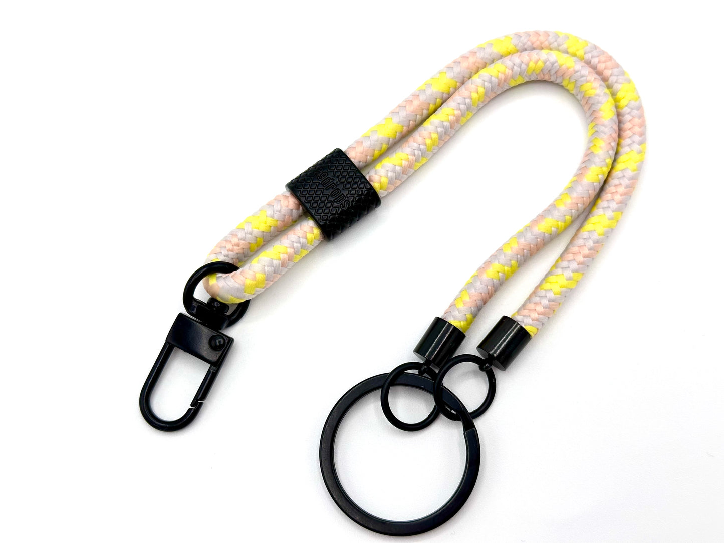 Schlüsselanhänger aus Seil mit Karabiner Gelb Mix