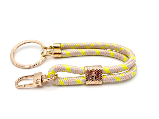Schlüsselanhänger aus Seil mit Karabiner Gelb Mix
