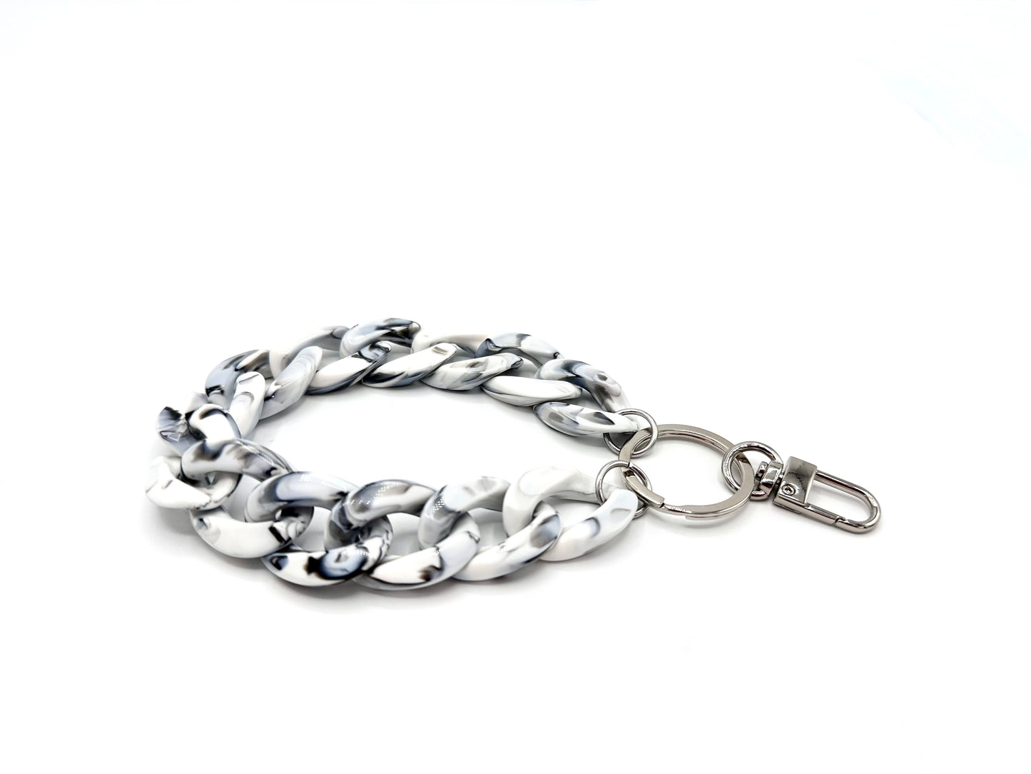 Schlüsselanhänger mit Karabiner Grau marmoriert