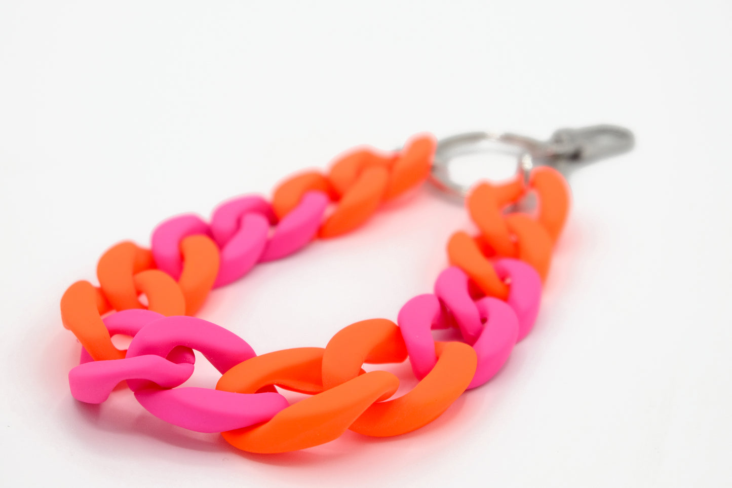Schlüsselanhänger mit Karabiner "RUBBER EDITION" Neon Orange/Pink